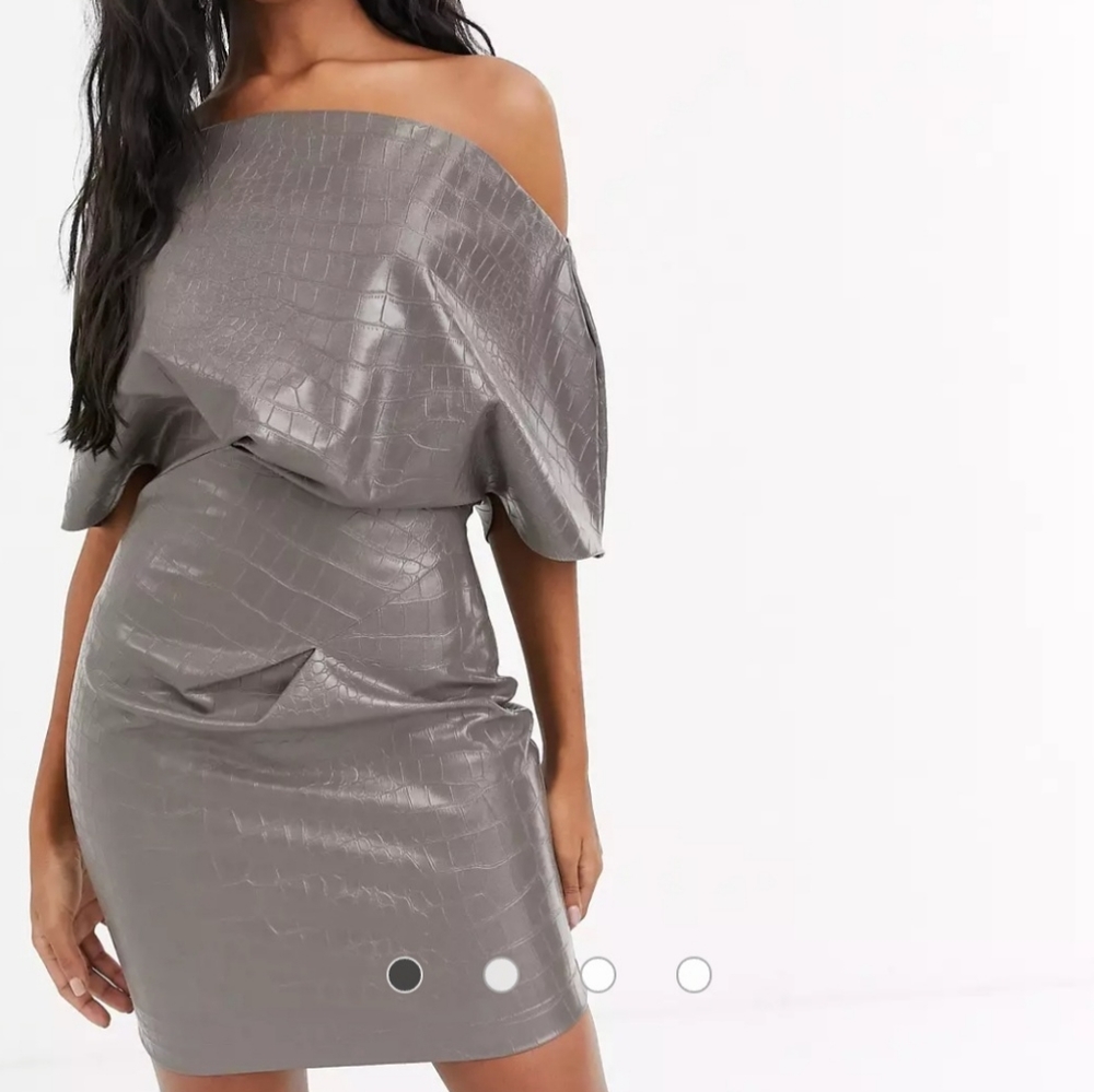 ASOS Design croc pu fallen shoulder mini